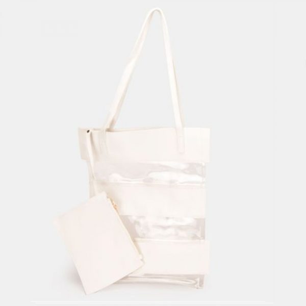 PVC Stripe Bag White