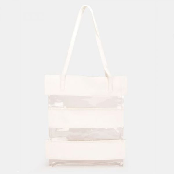 PVC Stripe Bag White