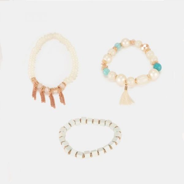 Bead Bracelet White set of 3