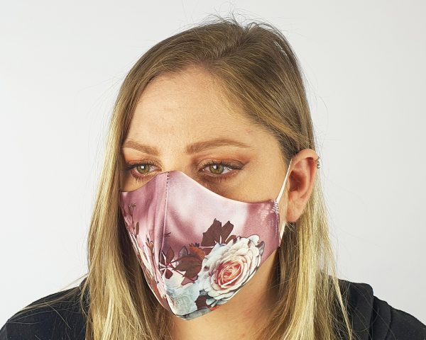 3 Layer 2 Pack Reusable Satin Mask Pink/Purple Floral