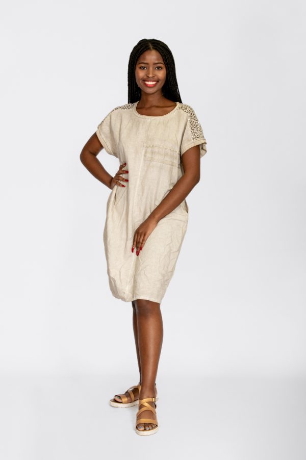 Sequin Detail Dress Stone