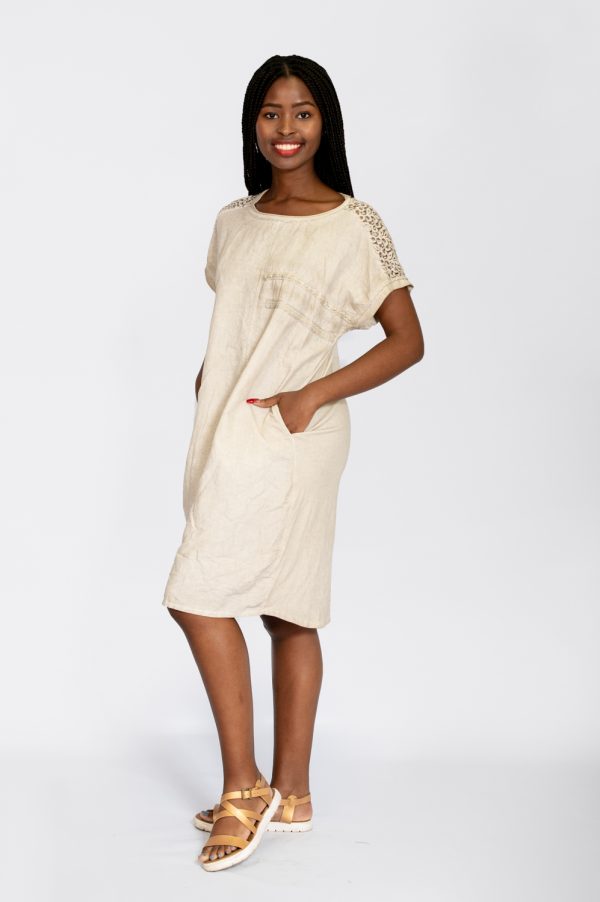 Sequin Detail Dress Stone