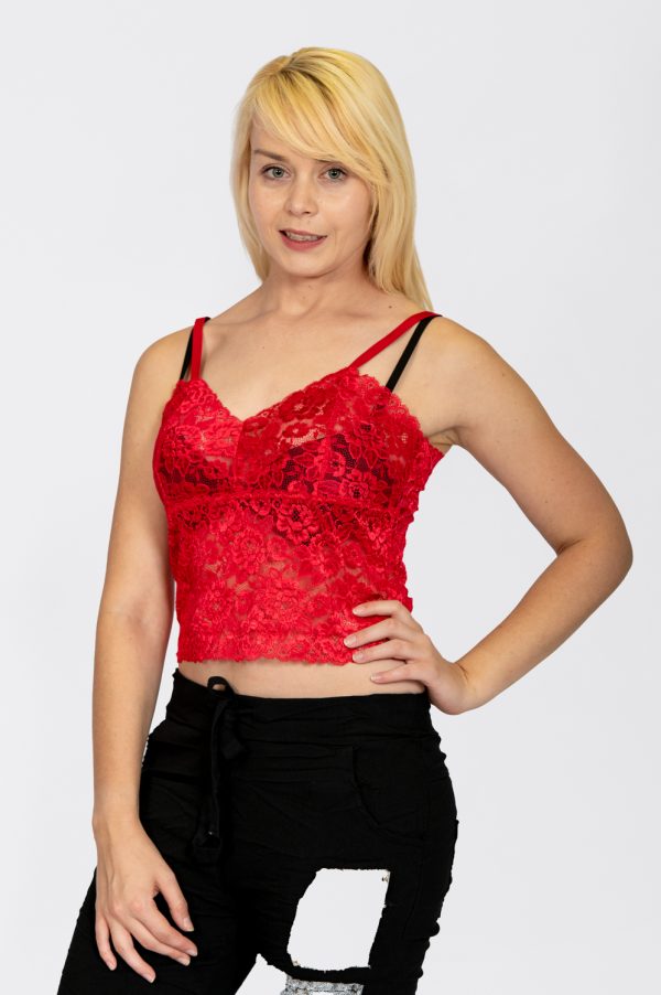 short lace cami red