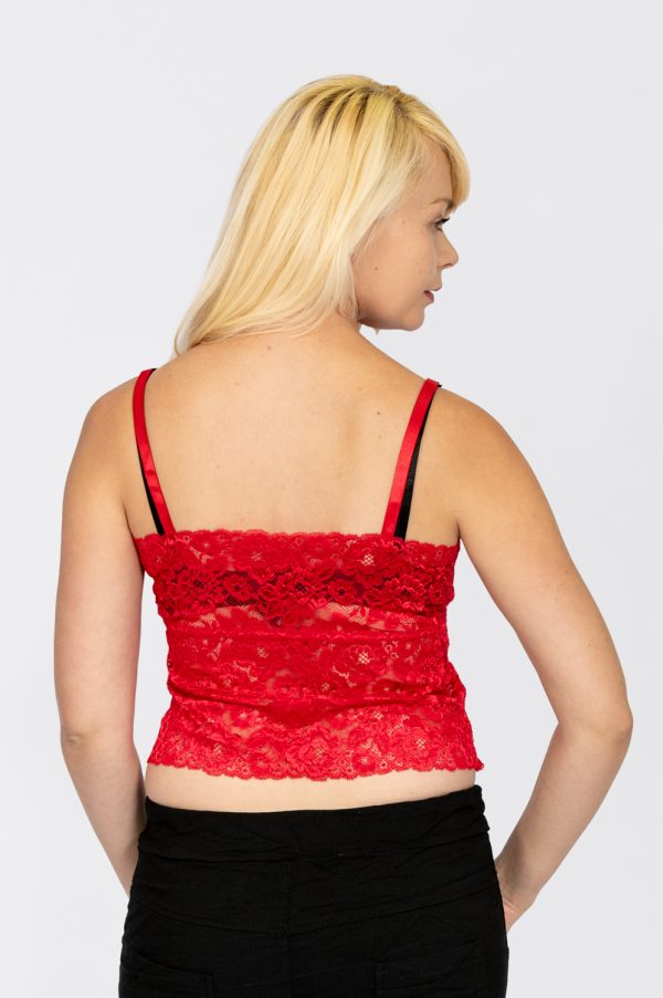 short lace cami red