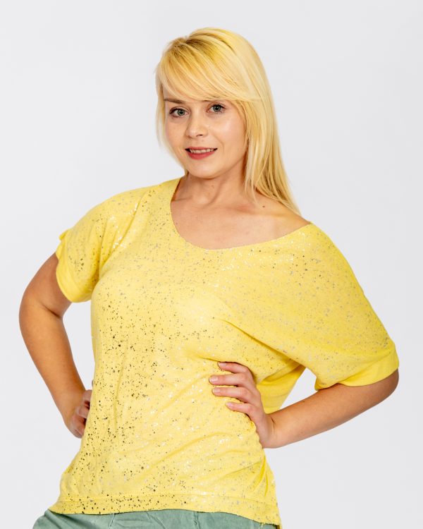 Jersey Knit Foil Dot Top Khaki