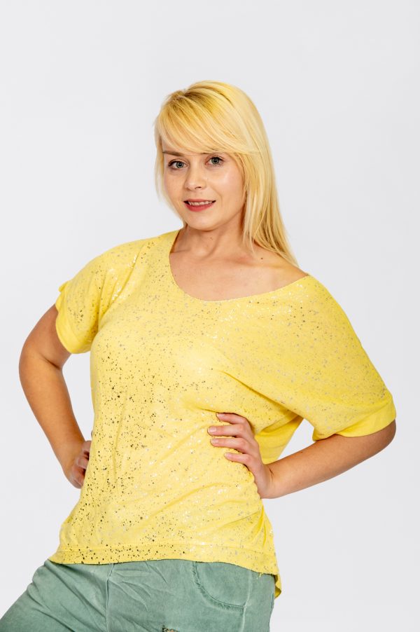 Jersey Knit Foil Dot Top Khaki