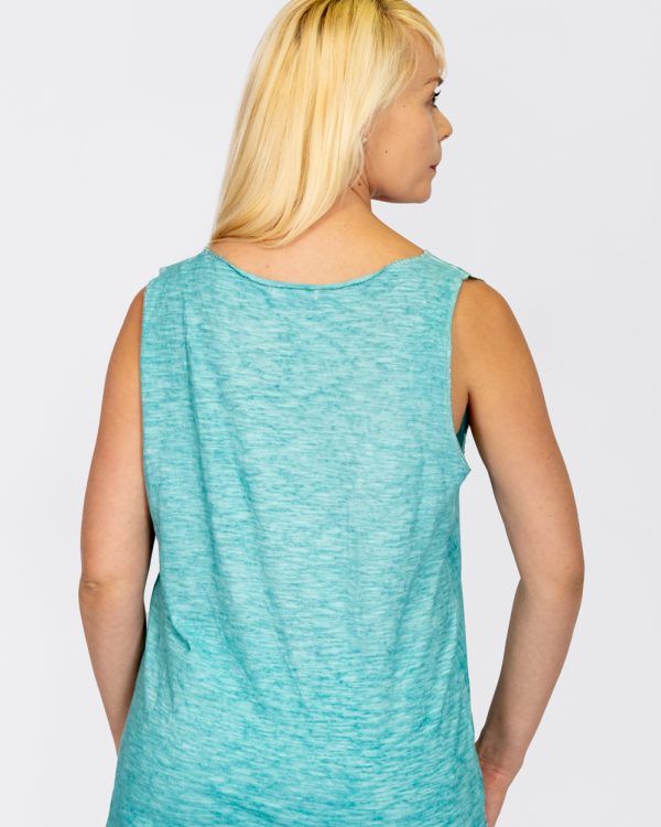 Linen Vest with Sequin Hem Turquoise