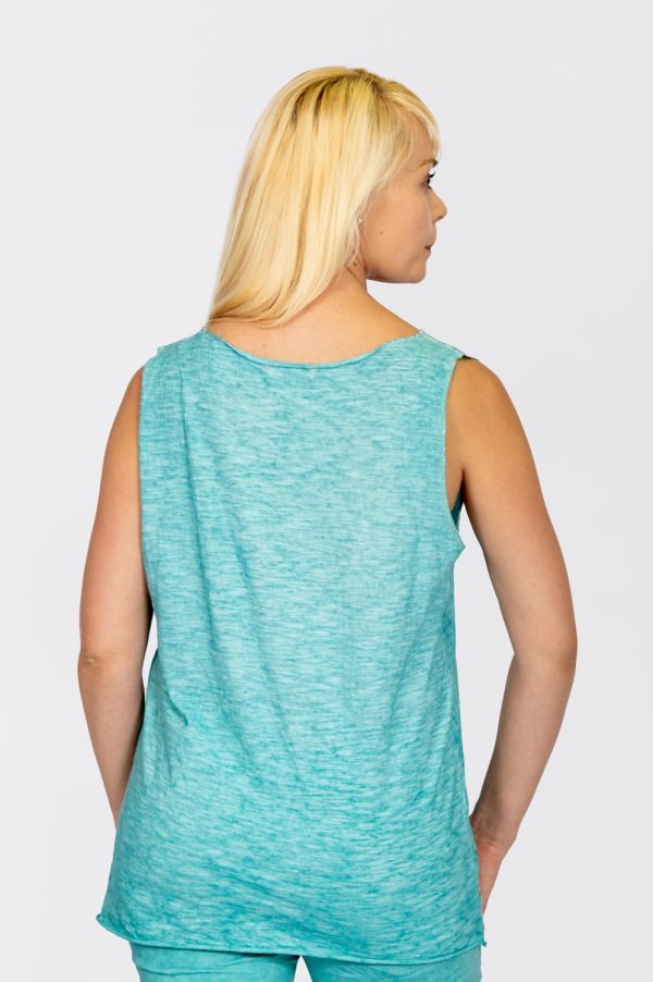 Linen Vest with Sequin Hem Turquoise