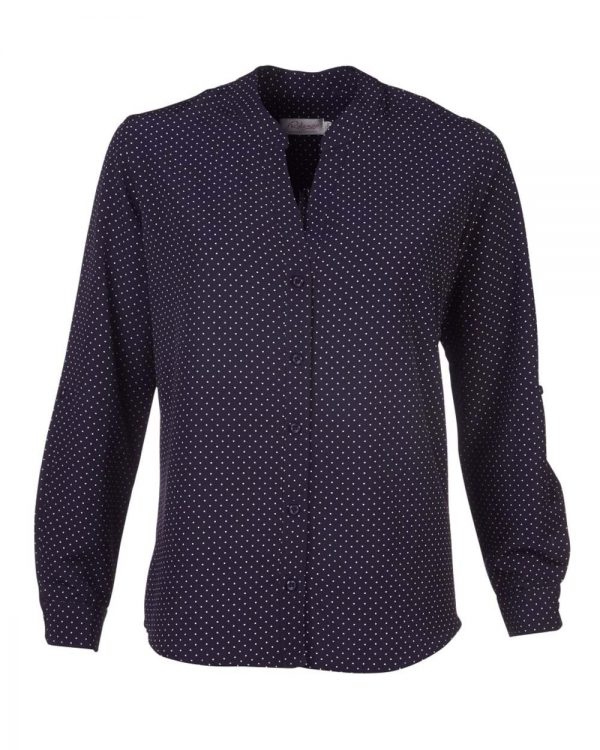 Ladies Milla Polka Dot Sleeve Blouse Navy