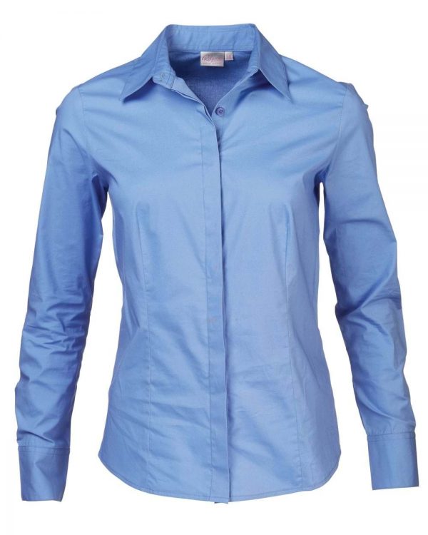 Ladies Savannah Long Sleeve Blouse Mid Blue