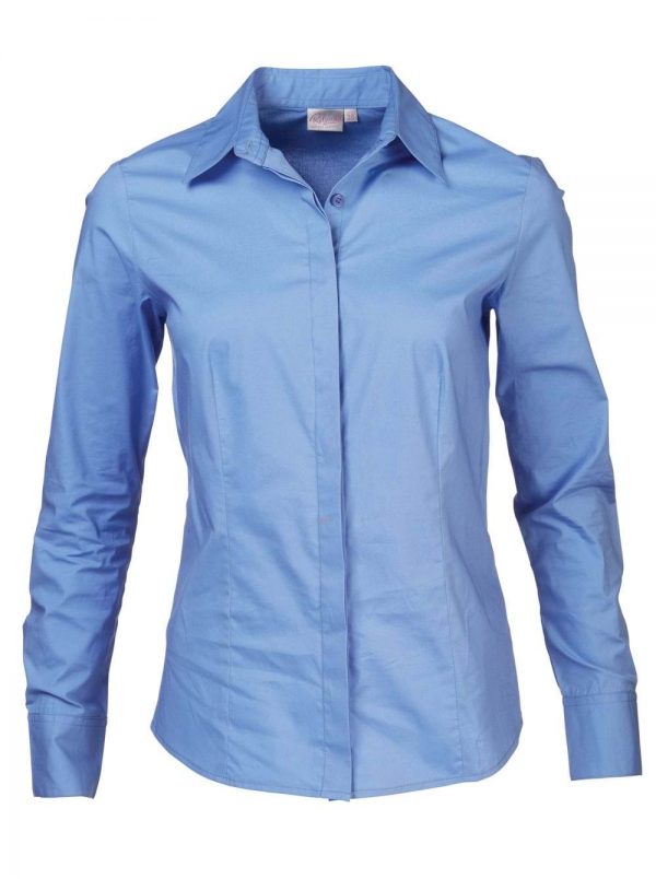 Ladies Savannah Long Sleeve Blouse Mid Blue