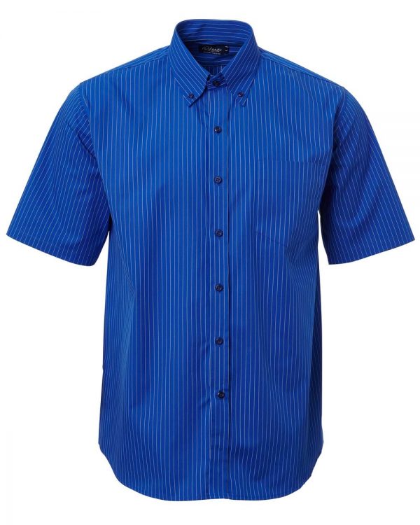 Mens Stripe Short Sleeve Shirt Royal