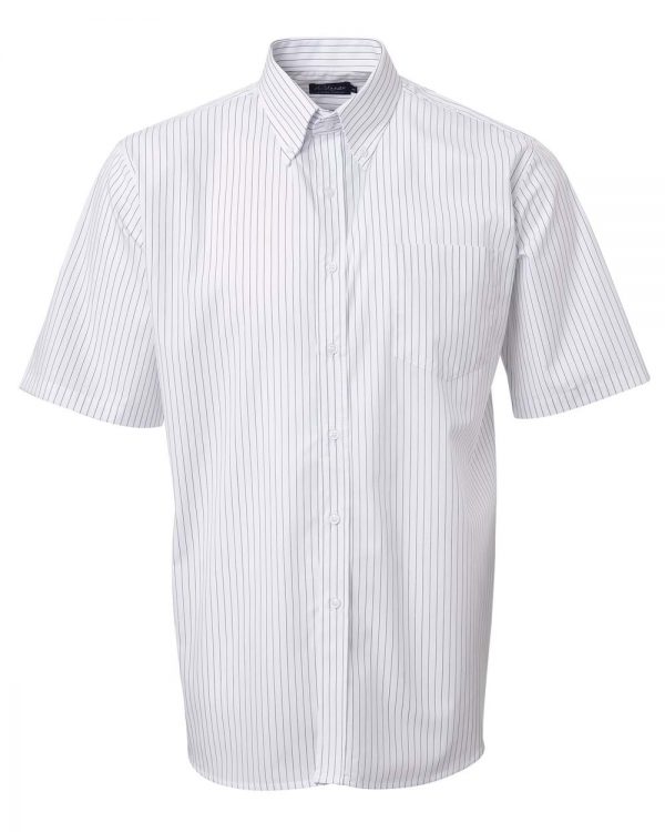 Mens Stripe Short Sleeve Shirt White