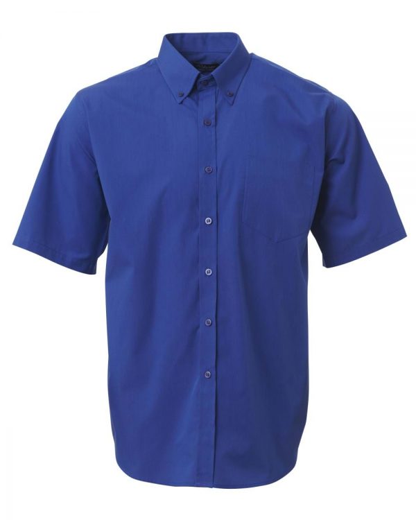 Mens End on End Short Sleeve Shirt French Blue