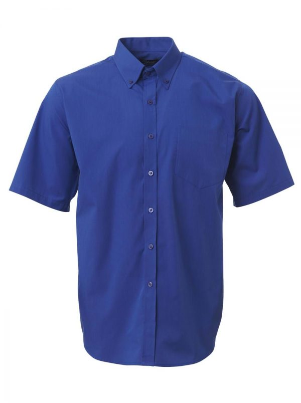 Mens End on End Short Sleeve Shirt French Blue