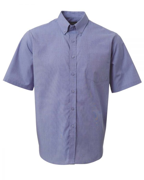 Mens End on End Short Sleeve Shirt Sky Blue