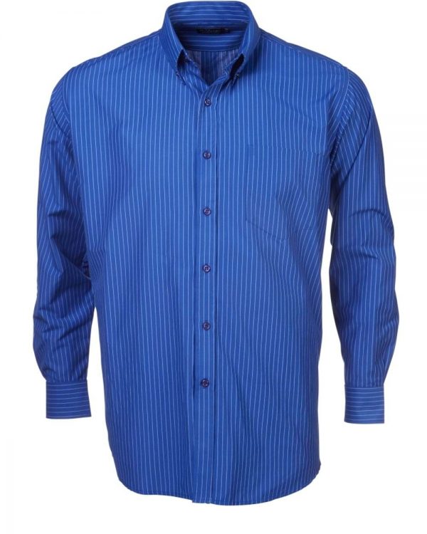 Mens Stripe Long Sleeve Shirt Royal