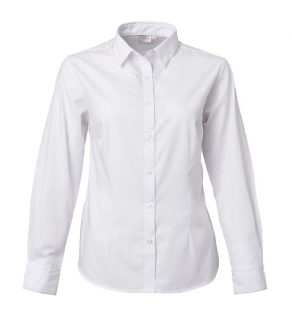 Ladies Cathy Easy Care Poplin LS Blouse White