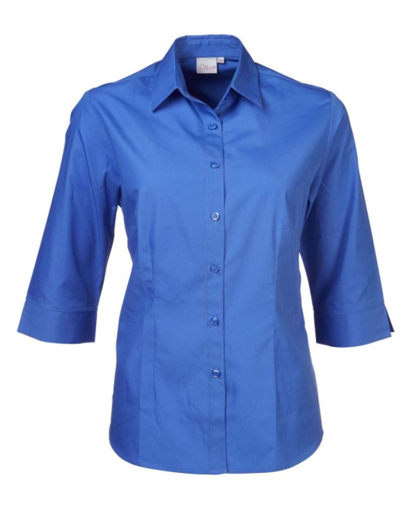 Ladies Cathy Easy Care Poplin SS Blouse Blue
