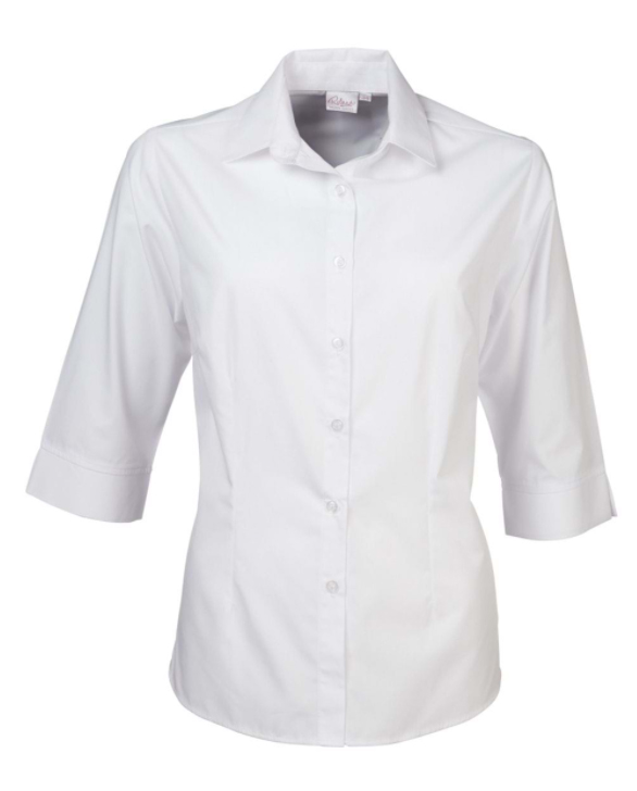 Ladies Cathy Easy Care Poplin SS Blouse White