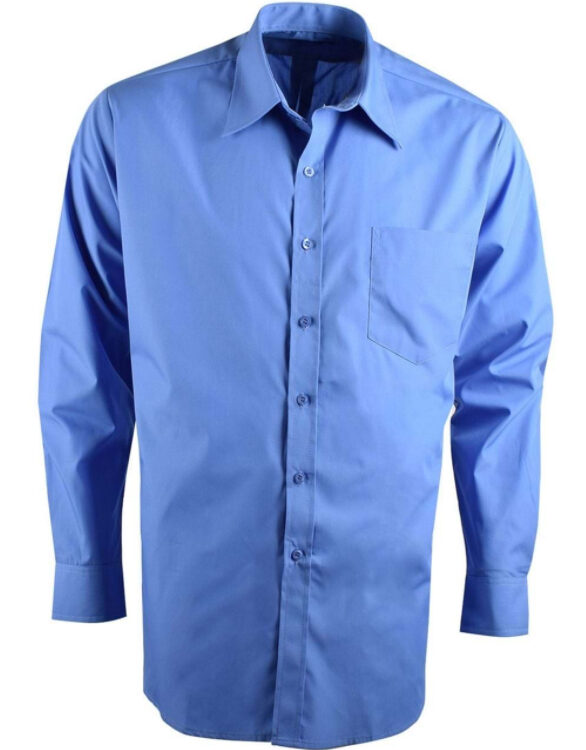 Mens Easy Care Poplin LS Shirt Blue