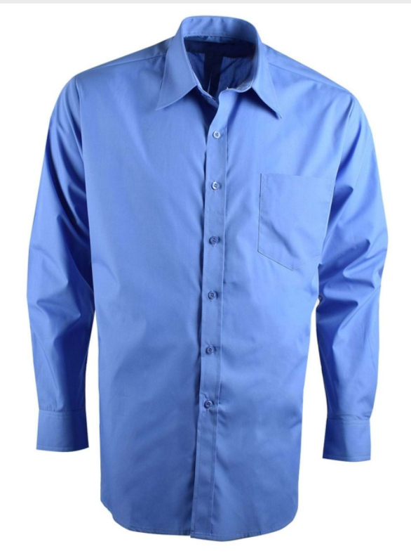 Mens Easy Care Poplin LS Shirt Blue