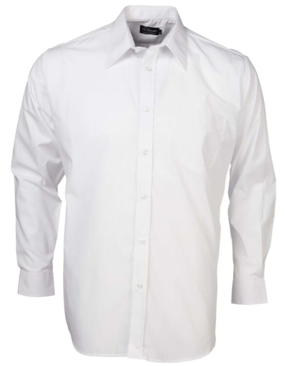 Mens Easy Care Poplin LS Shirt White