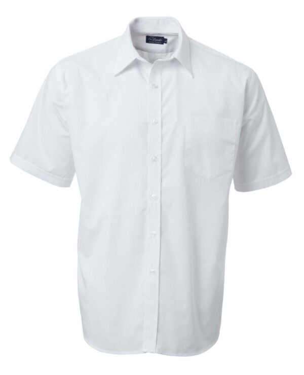 Mens Easy Care Poplin SS Shirt White