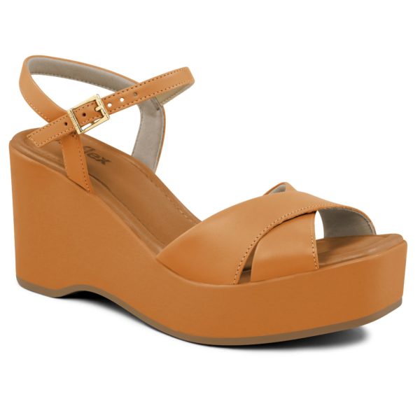 Usaflex Fabricia Wedge Tan Side View