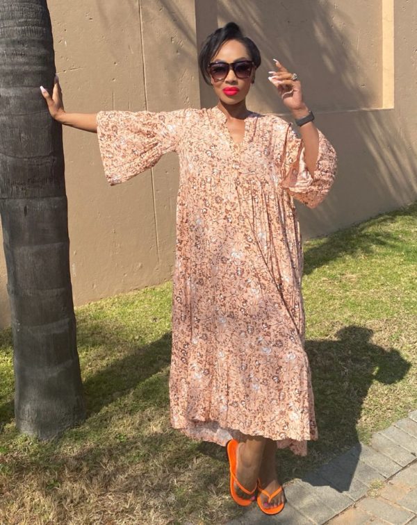 Viscose Panel Gathered Dress - Print 1 Front