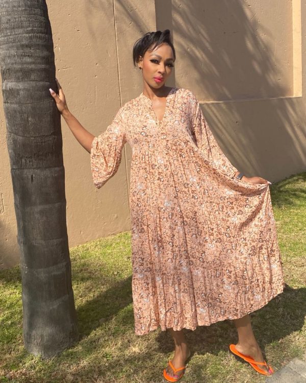 Viscose Panel Gathered Dress - Print 1