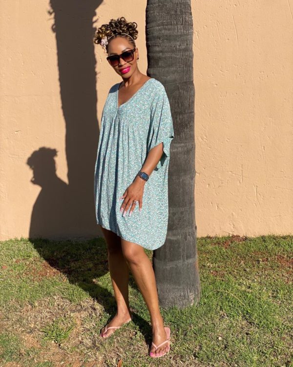 Viscose Dress Small Floral Print - Aqua