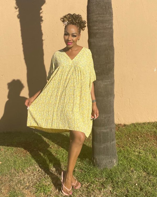 Viscose Dress Small Floral Print - Yellow Front